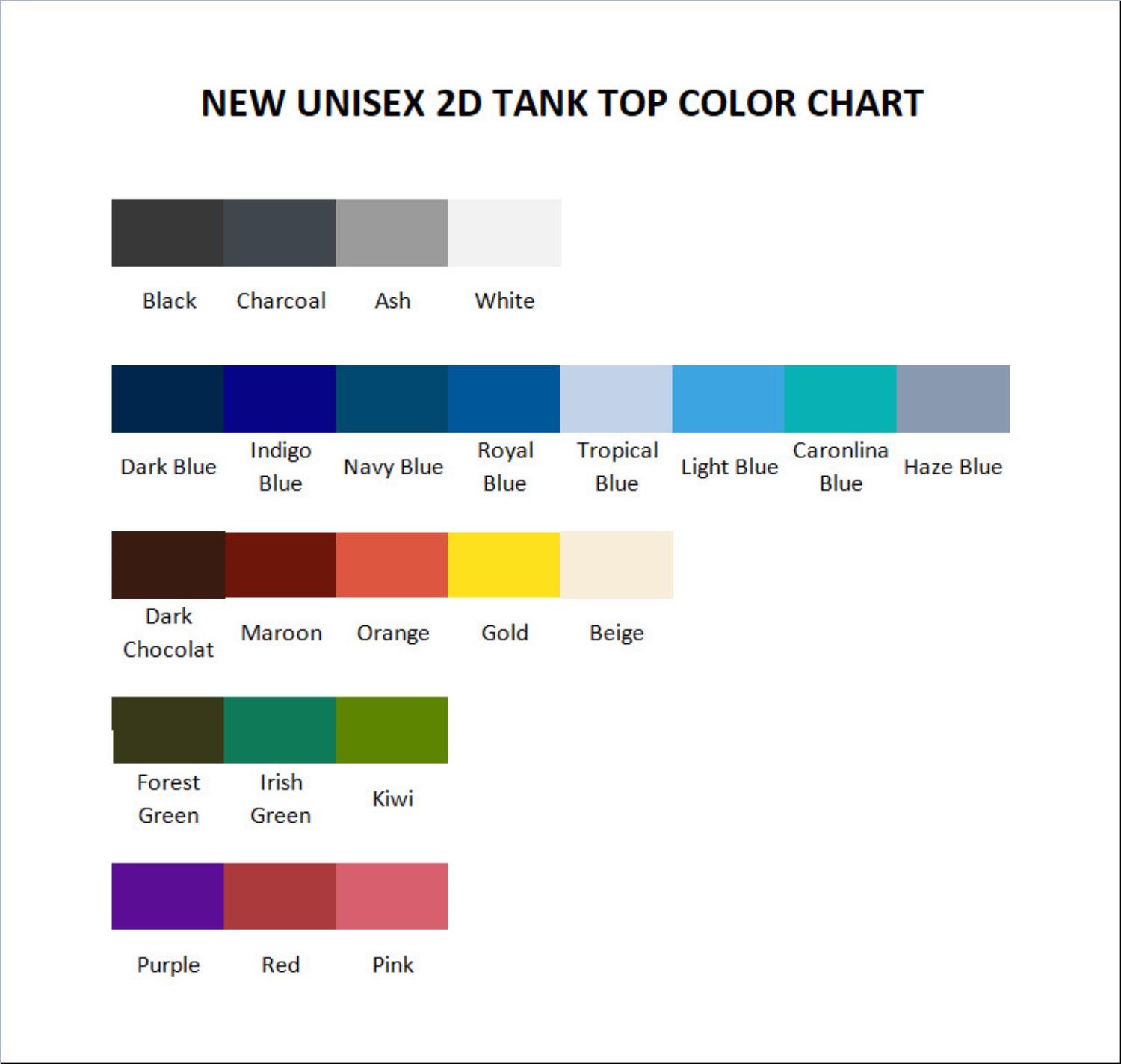 tank top color chart - Popeye Merch