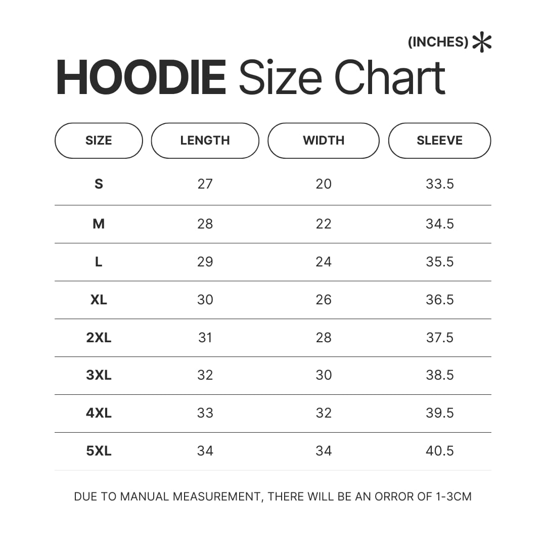 Hoodie Size Chart - Popeye Merch