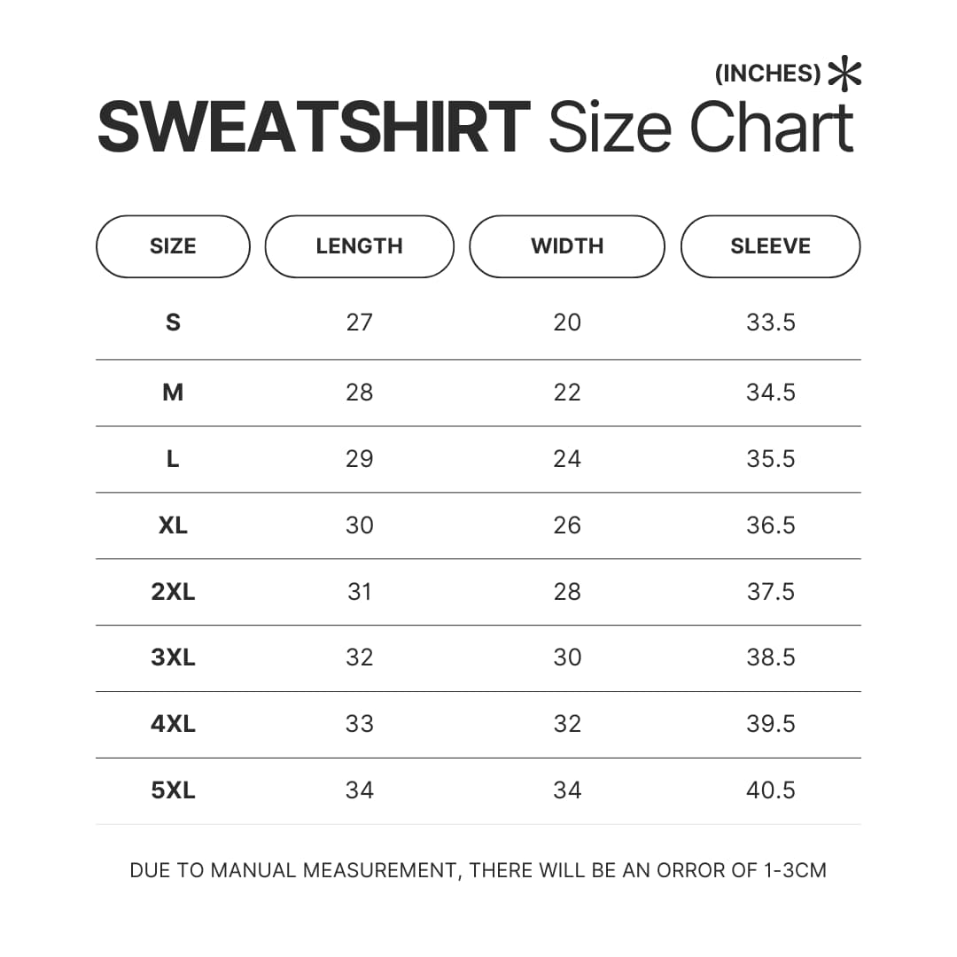 Sweatshirt Size Chart - Popeye Merch